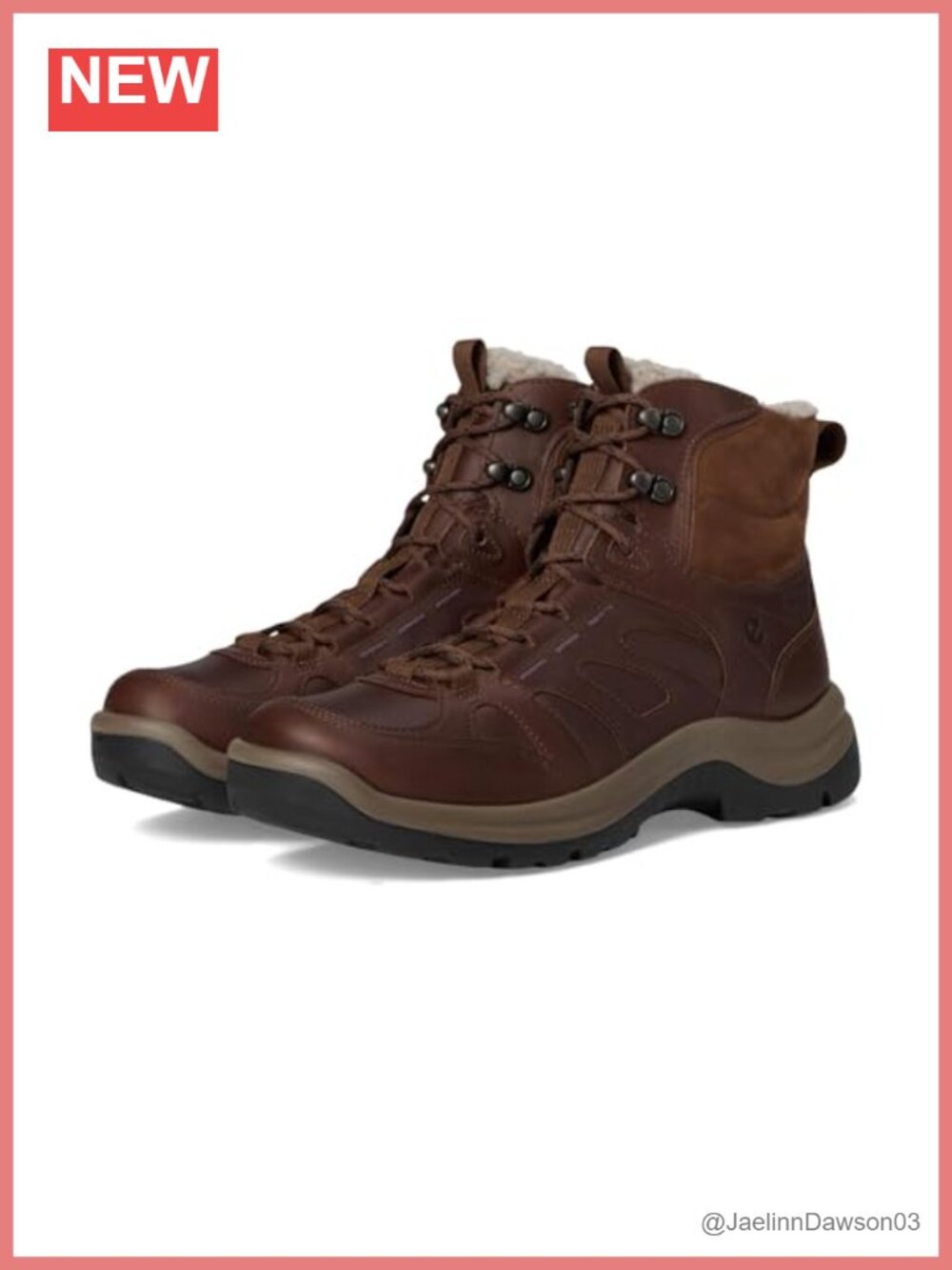 ECCO Waterproof Warm-Lined Hiking Boots Mid-Calf Leather Winter Boots
